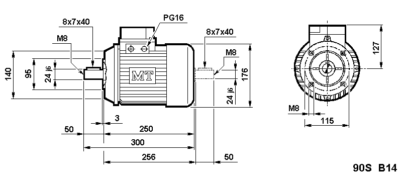 90S B14 Metric motor